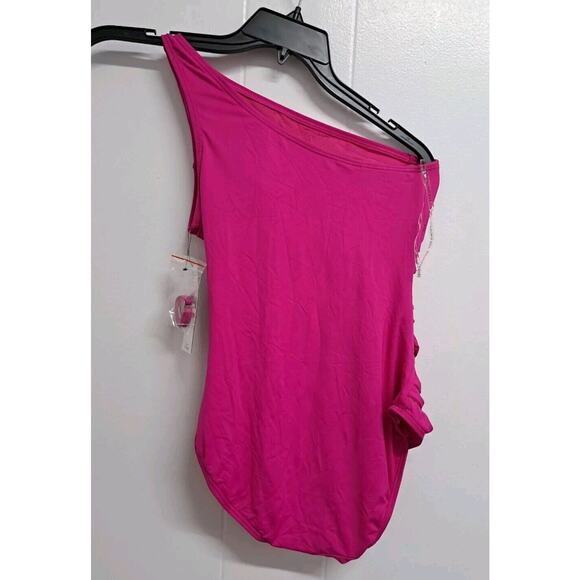 NWTCarmen Marc Valvo One-Shoulder Side-Cutout One-Piece Swimsuit Women's Size 10 - Picture 4 of 13